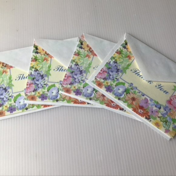 🎨🌸 Floral Elegance 'Thank You' Card Set Of Four 🌷📜 - Picture 7 of 9